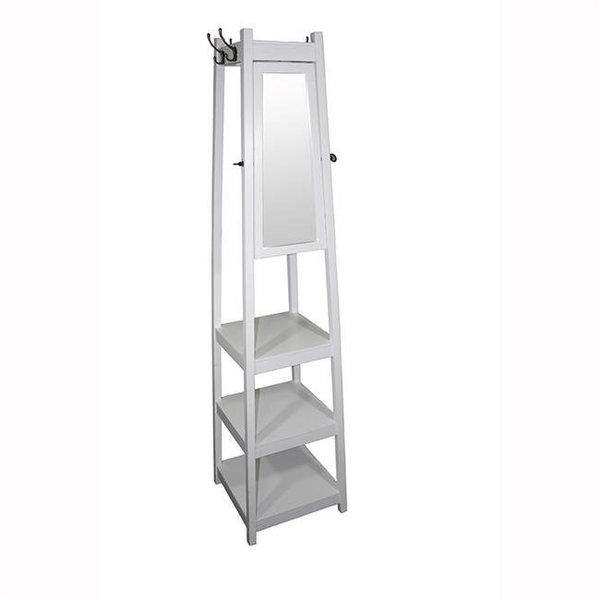 Ore Furniture Ore Furniture FW1394W 72 in. 3-tier White Tower Shoe And Coat Rackmirror FW1394W